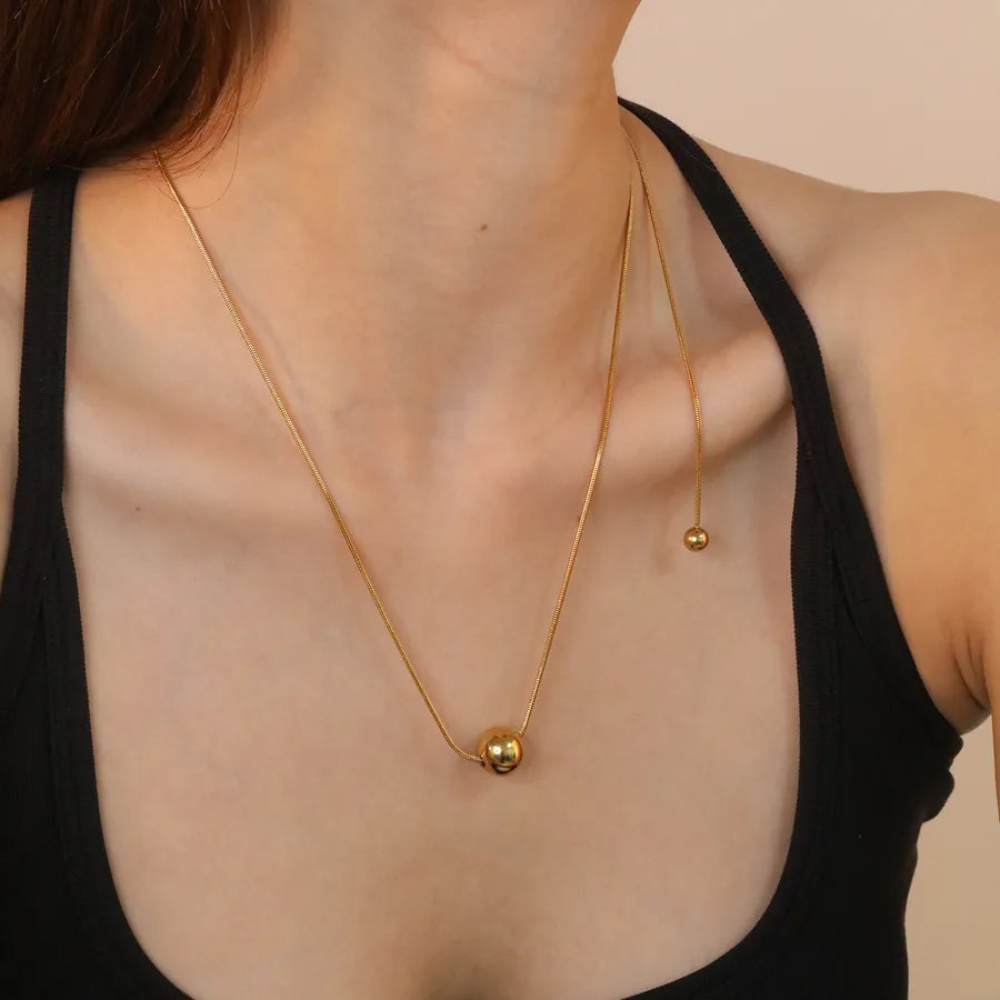 Gold Stainless Steel Geometric Pendant Necklace