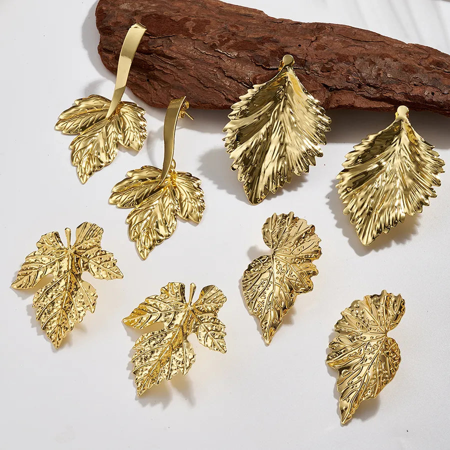 Leaf Shaped 18K Gold Plated Earrings