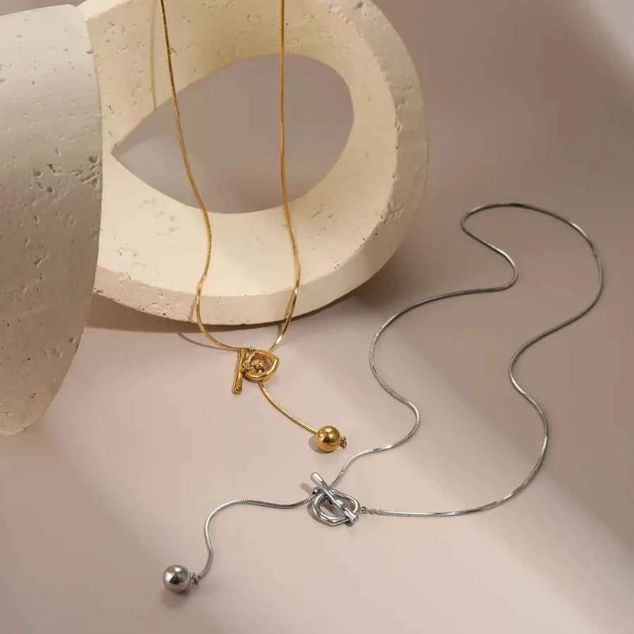 Gold Geometric Y-Chain Stainless Steel Necklace