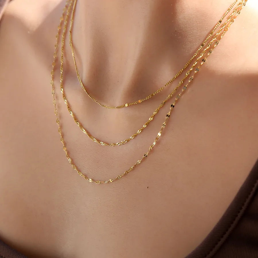18K Gold Triple Layer Stainless Steel Necklace