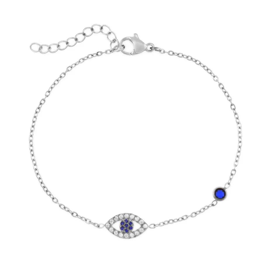 Heart-Shaped Zircon Titanium Steel Bracelet B0231S Devil's Eye Bracelet