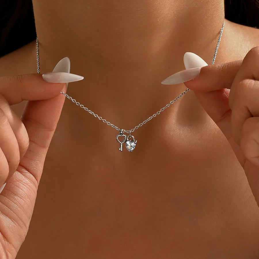Heart & Key Pendant Necklace for Women