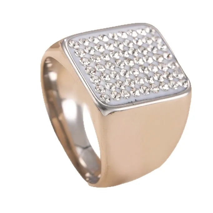 Gold Geometric Titanium Steel Ring