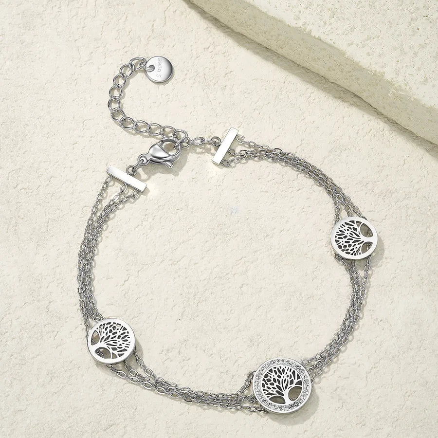 Stainless Steel Tree of Life Bracelet Steel Color