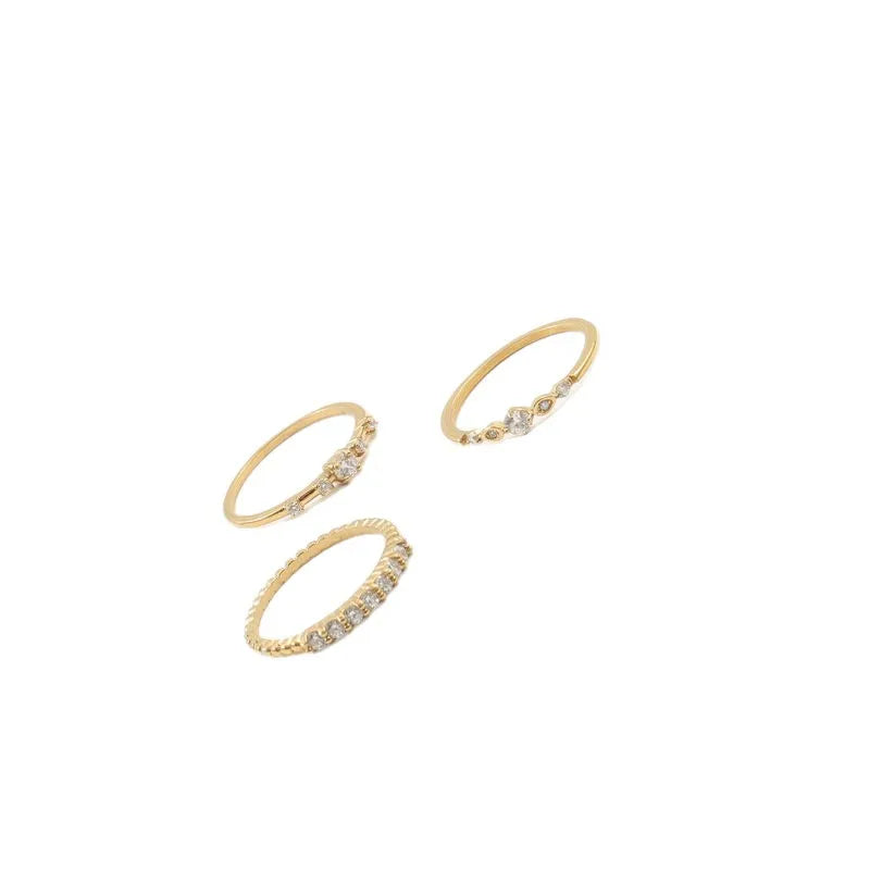 18K Gold Plated Zircon Geometric Titanium Ring