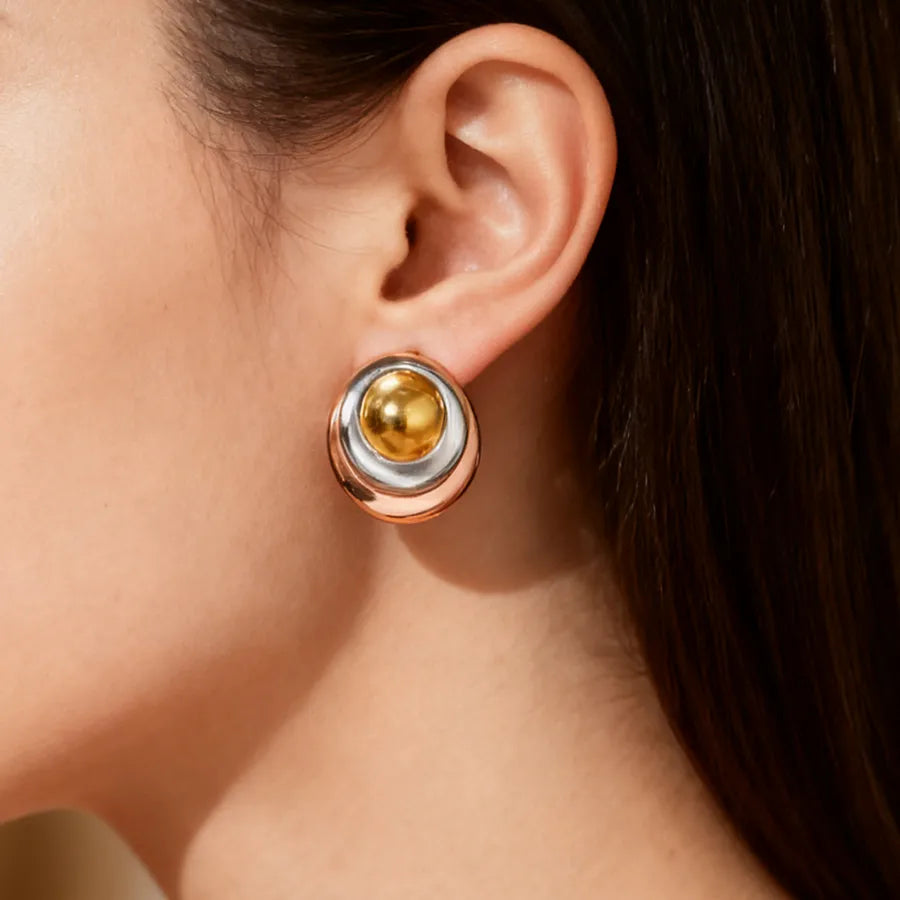 18K Gold Plated Geometric Stainless Steel Stud Earrings