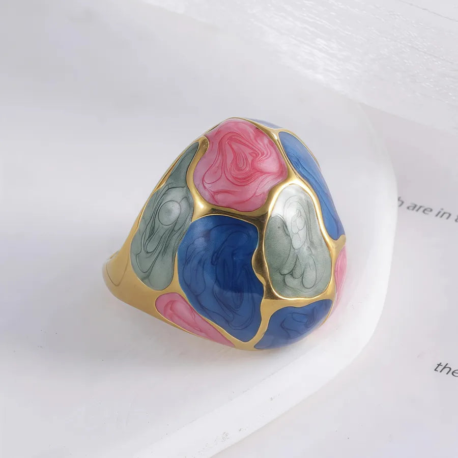 Geometric Enamel Ball Stainless Steel Ring G004479J-B