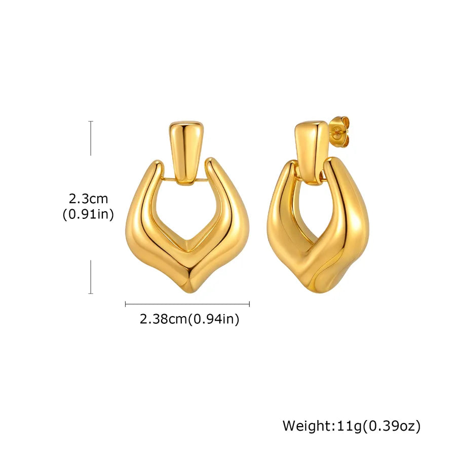 18K Gold Plated Geometric Stainless Steel Earrings Gold