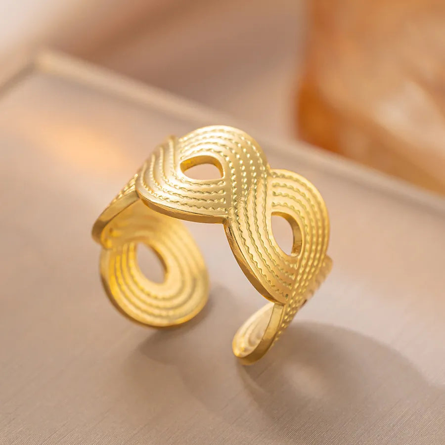 Geometric Titanium Steel Open Ring K53 Gold Ring Adjustable