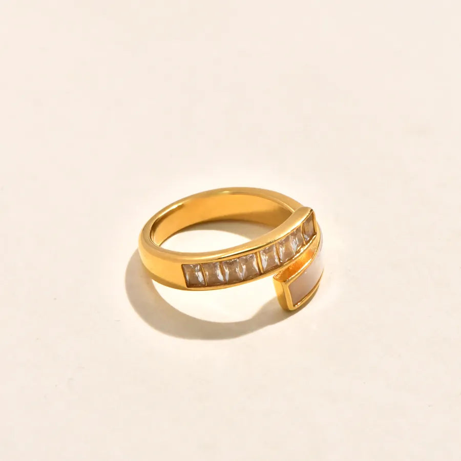 Gold Plated Shell & Bow Knot Stainless Steel Ring Gold 3