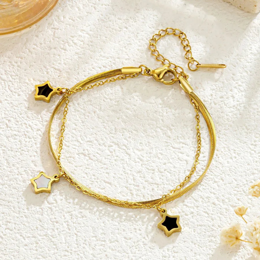 Gold Double Layer Star Bracelet for Women