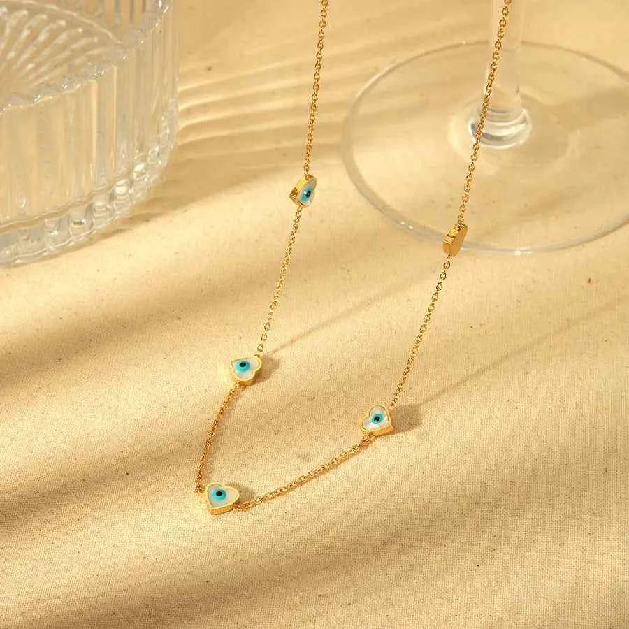 18K Gold Plated Heart Bracelet & Necklace Set