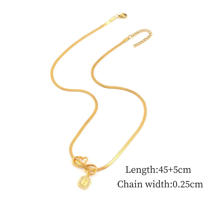 18K Gold Plated Infinity Heart Pendant Necklace Gold t