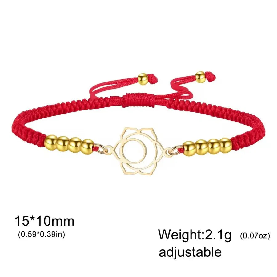 Mandala Lotus Red Rope Bracelet Element 3- Gold with Red String