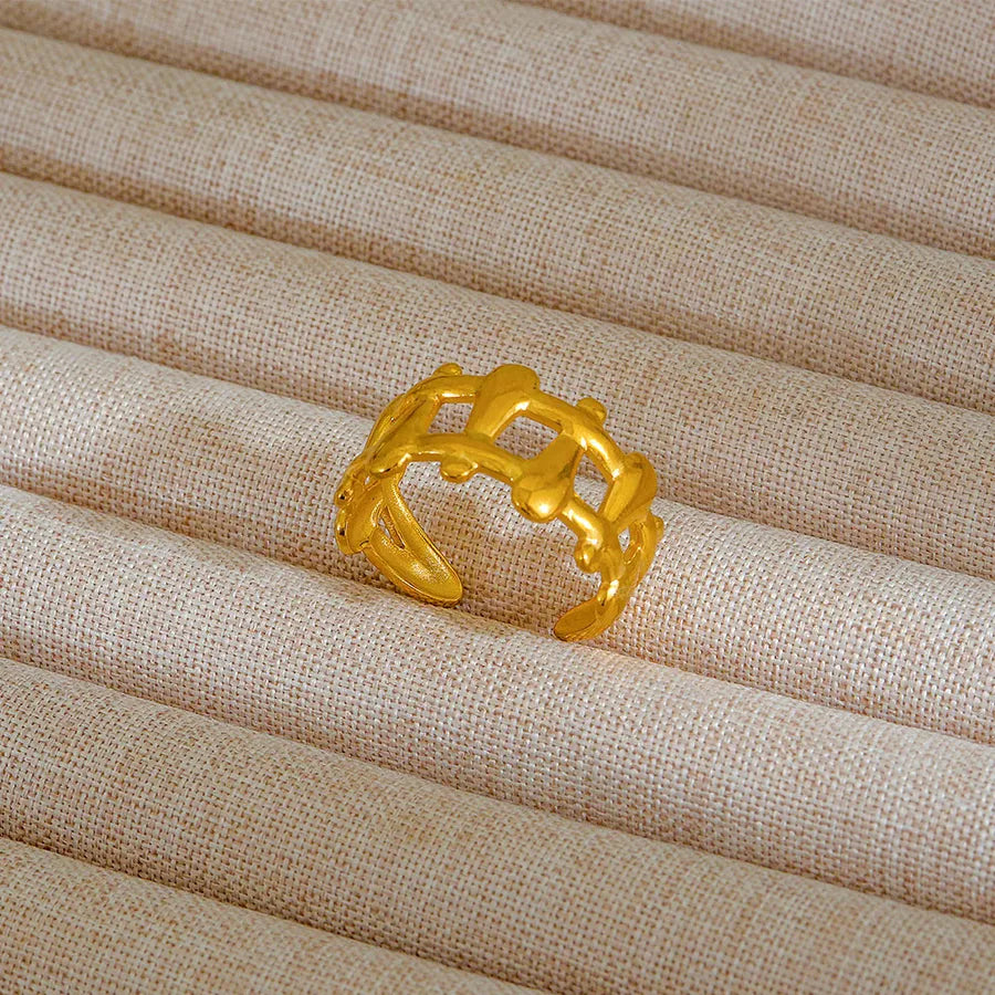 Adjustable 18K Gold Stainless Steel Ring 341