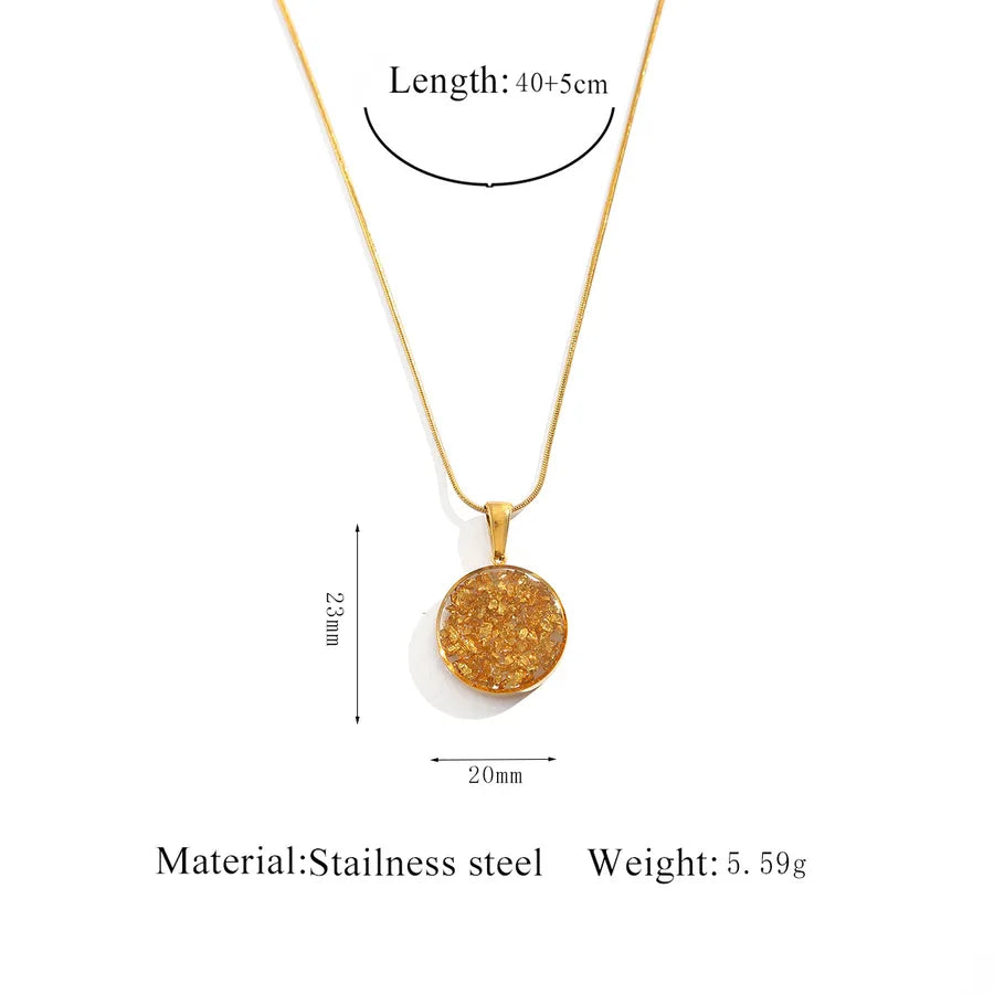 Stainless Steel Geometric Pendant Necklace Golden, round Necklace