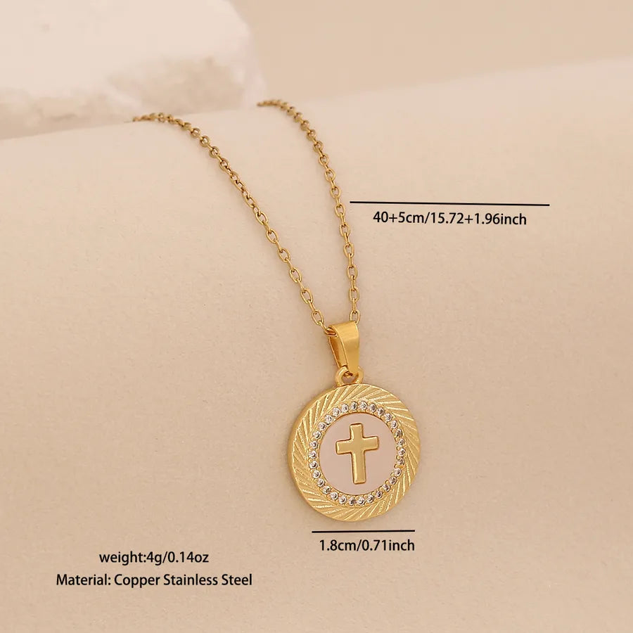 18K Gold Heart Cross Pendant Necklace Average Size Gold 4# Cross