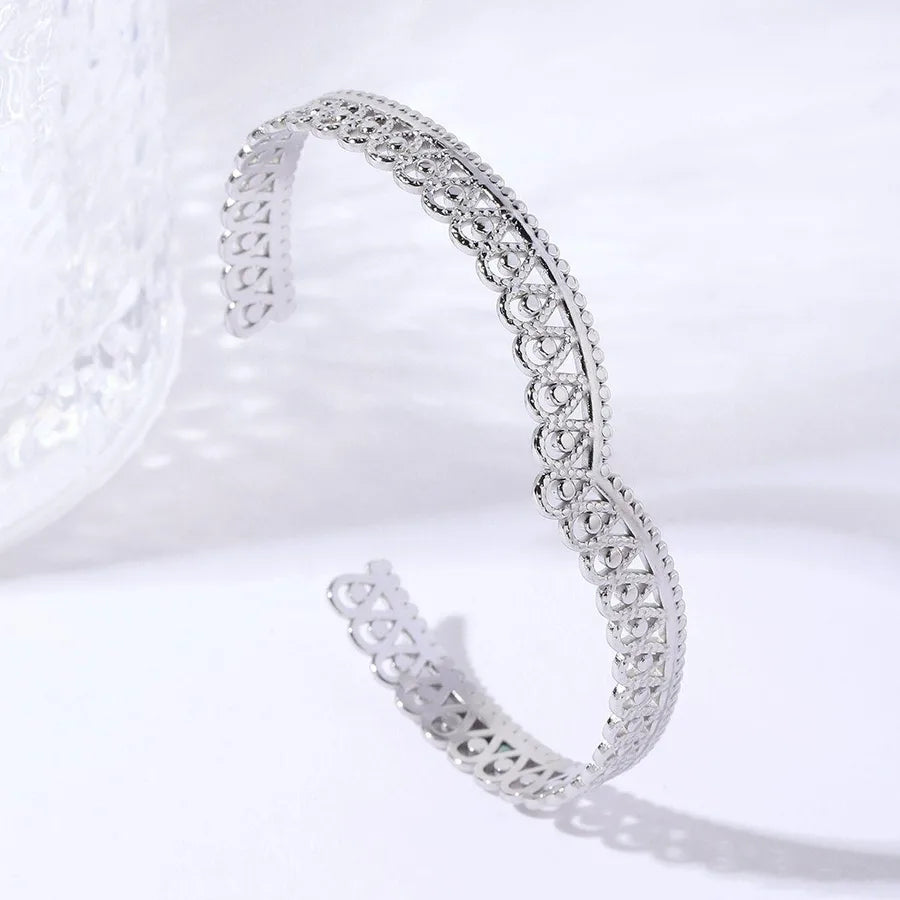 Unisex Titanium Steel Wide Cuff Bracelet WSZ021-1 Adjustable Opening