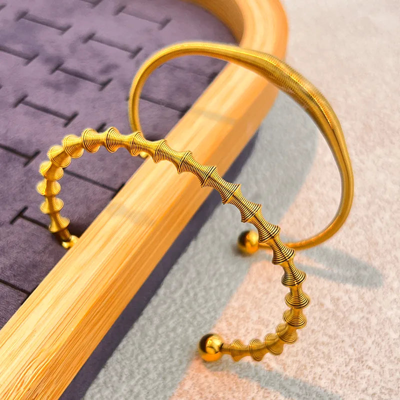 Gold Stainless Steel Cuff Bracelet for Women & Men