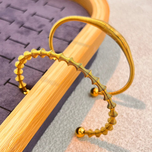 Gold Stainless Steel Cuff Bracelet for Women & Men