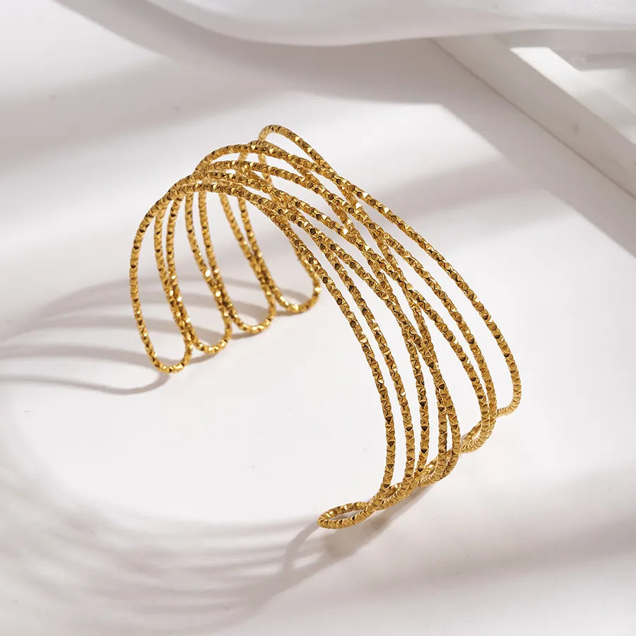 Minimalist Gold Stainless Steel Open Bangle