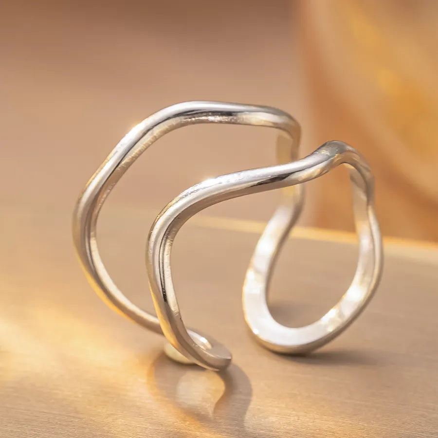 Geometric Titanium Steel Star Ring for Women K158 Steel Color Ring Open