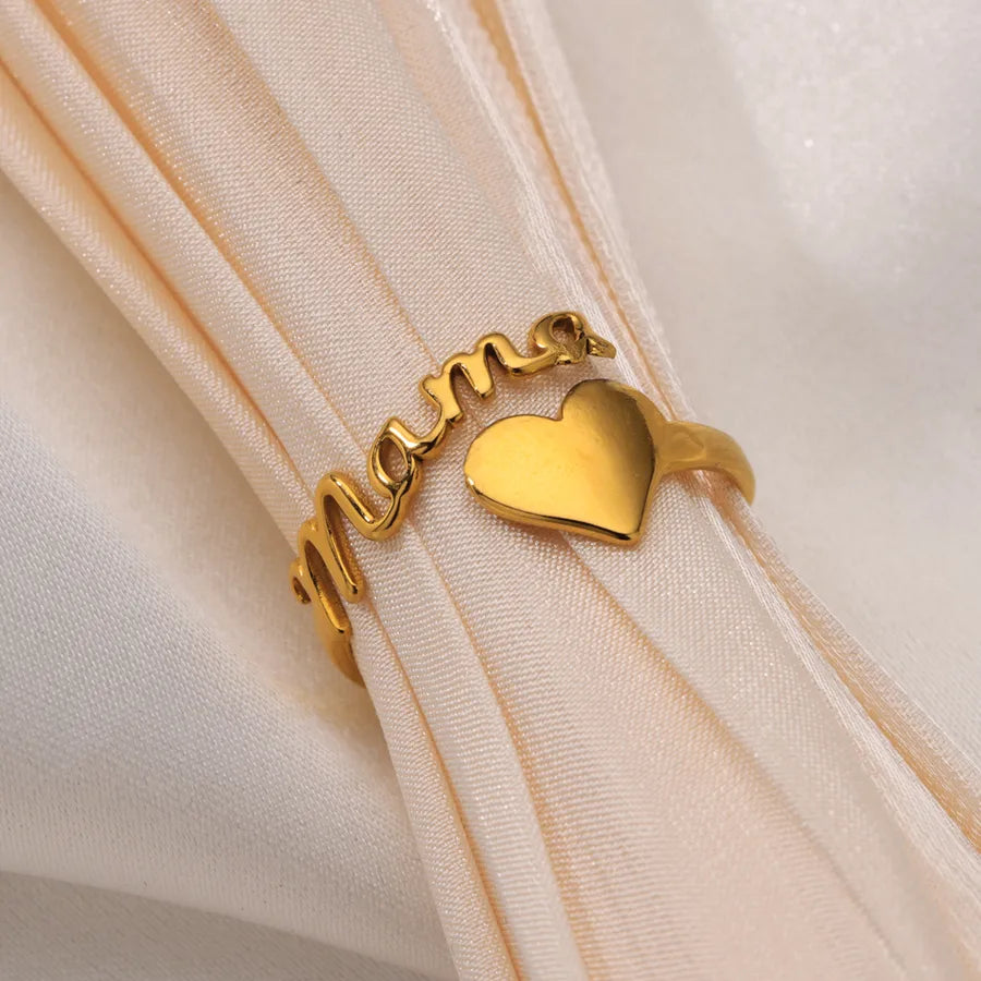 18K Gold Heart Ring – Stainless Steel, PVD Coated