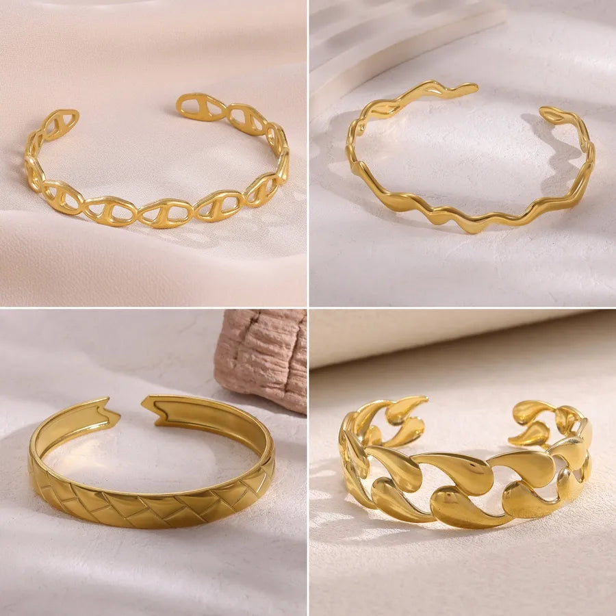 Geometric Open Hand Stainless Steel Bracelet