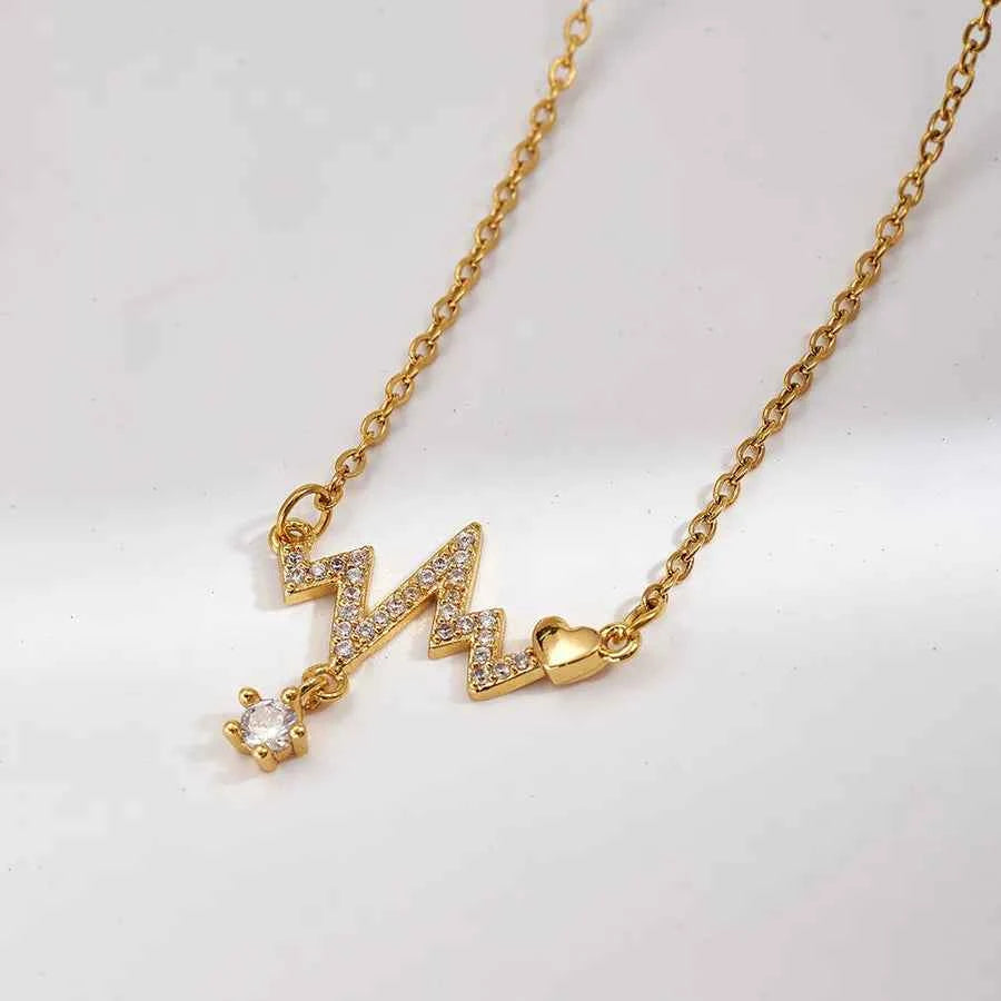 18K Gold Plated Heart Necklace with Zircon