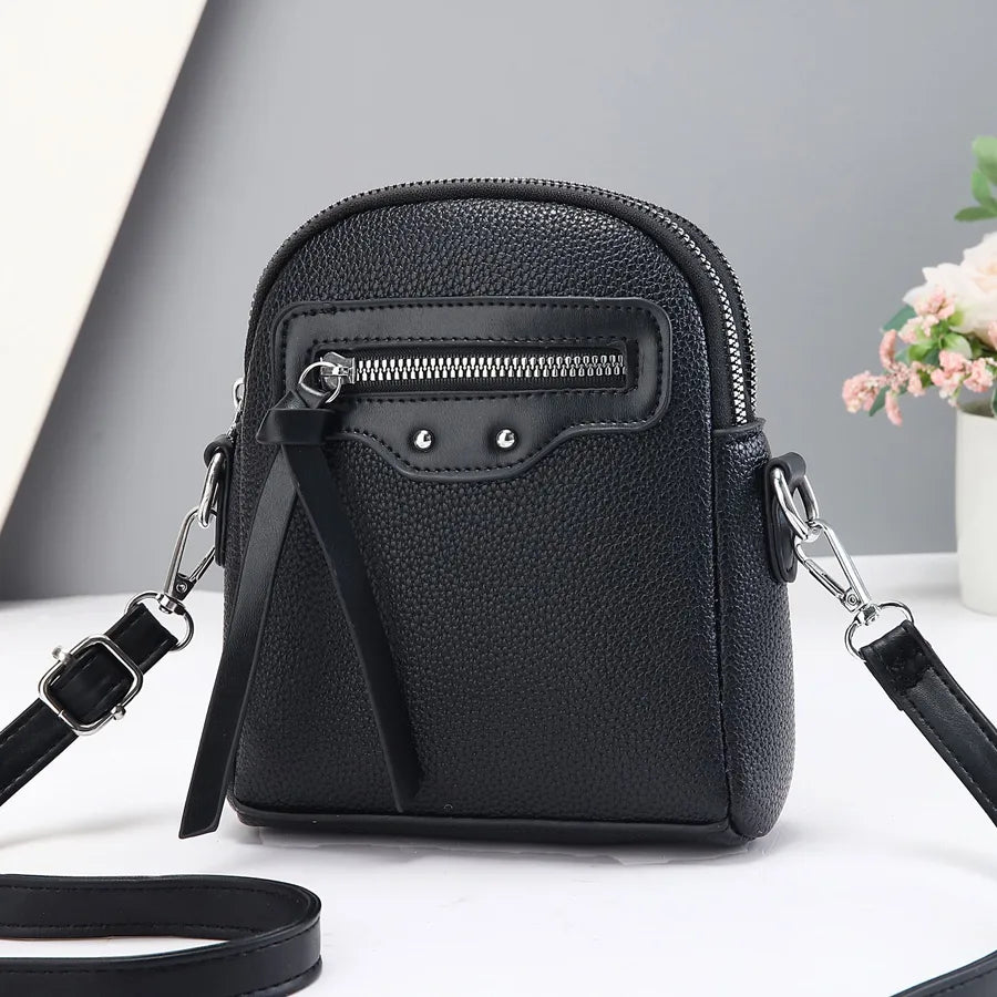 Minimalist Women's Crossbody Shoulder Bag Black Vertical 15*5*18CM