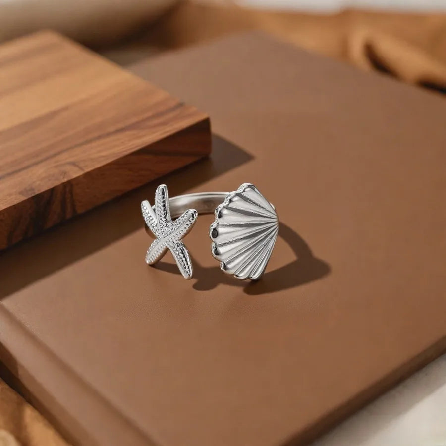 Hollow Seahorse Ring in Stainless Steel Z0137-Shell Starfish-Ring-Steel Color