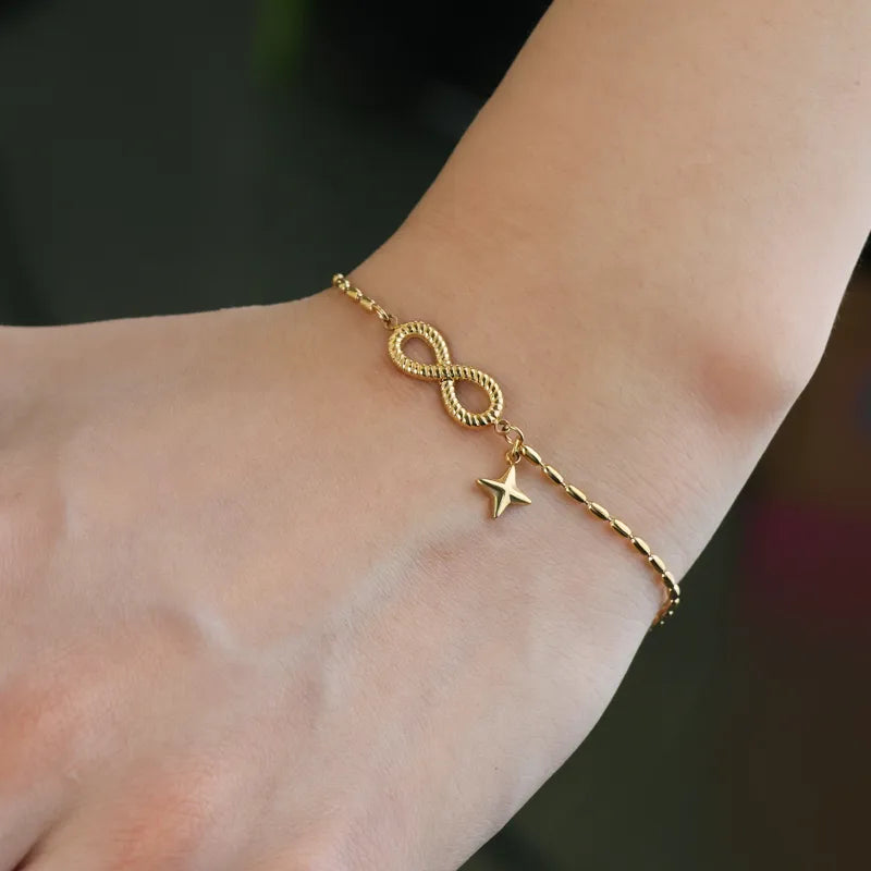 Gold Infinity Love Bracelet with Stars