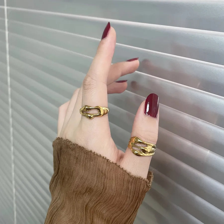 18K Gold Plated Hollow Stainless Steel Ring