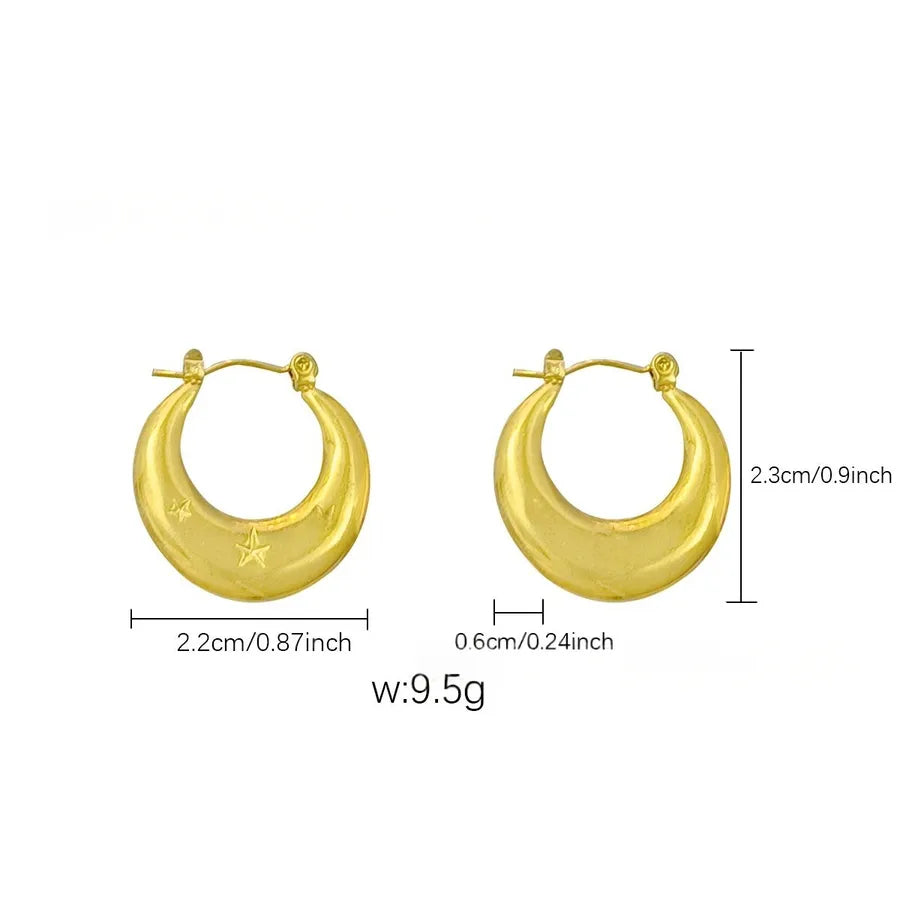 Elegant Gold Titanium Steel Hoop Earrings Gold Earrings 10