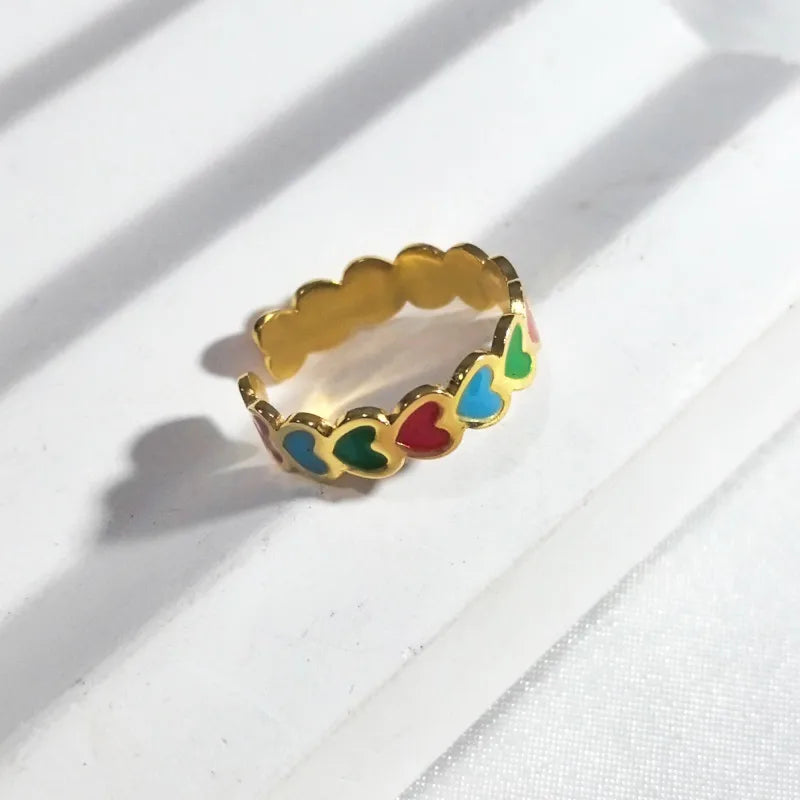 Gold Heart Open Ring in 18K Plated Stainless Steel