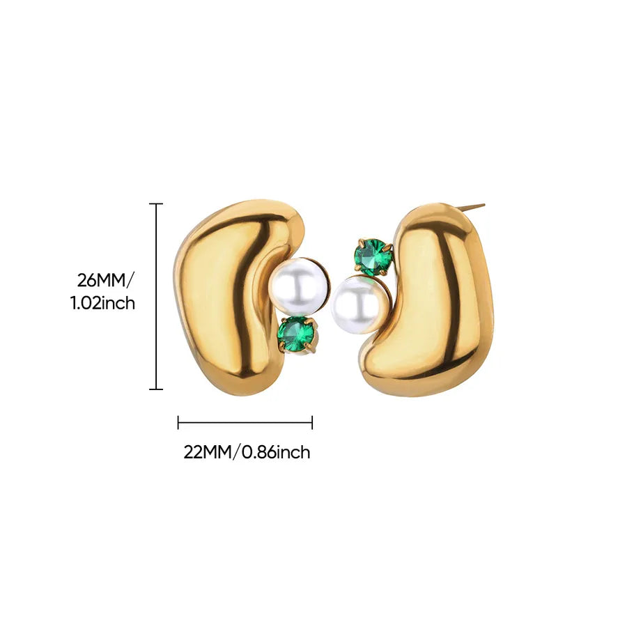 Colorful Pearl & Zircon Stud Earrings – 18K Gold 13
