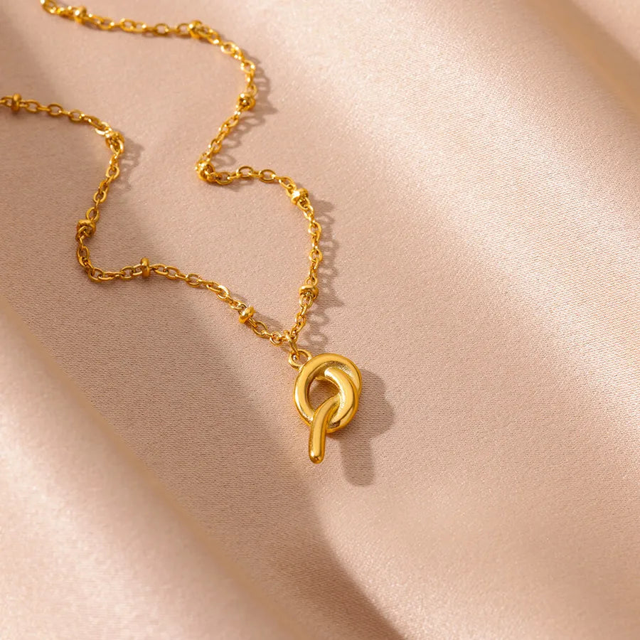 18K Gold Butterfly Letter Pendant Necklace