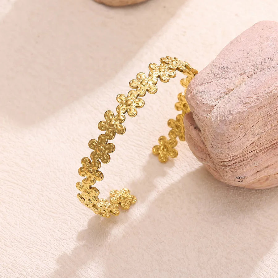 Retro Geometric Stainless Steel Bangle