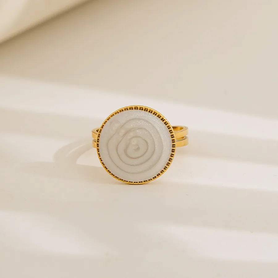Unisex Gold-Plated Enamel Open Ring 93
