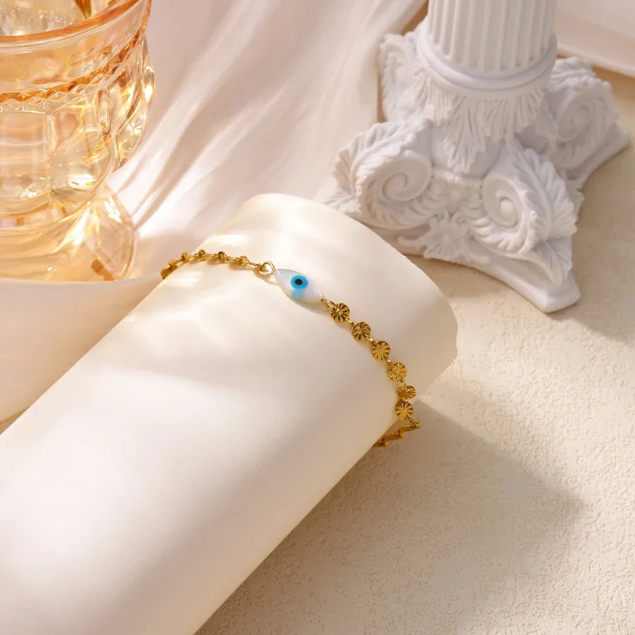Gold Devil's Eye Pearl Bracelet for Women