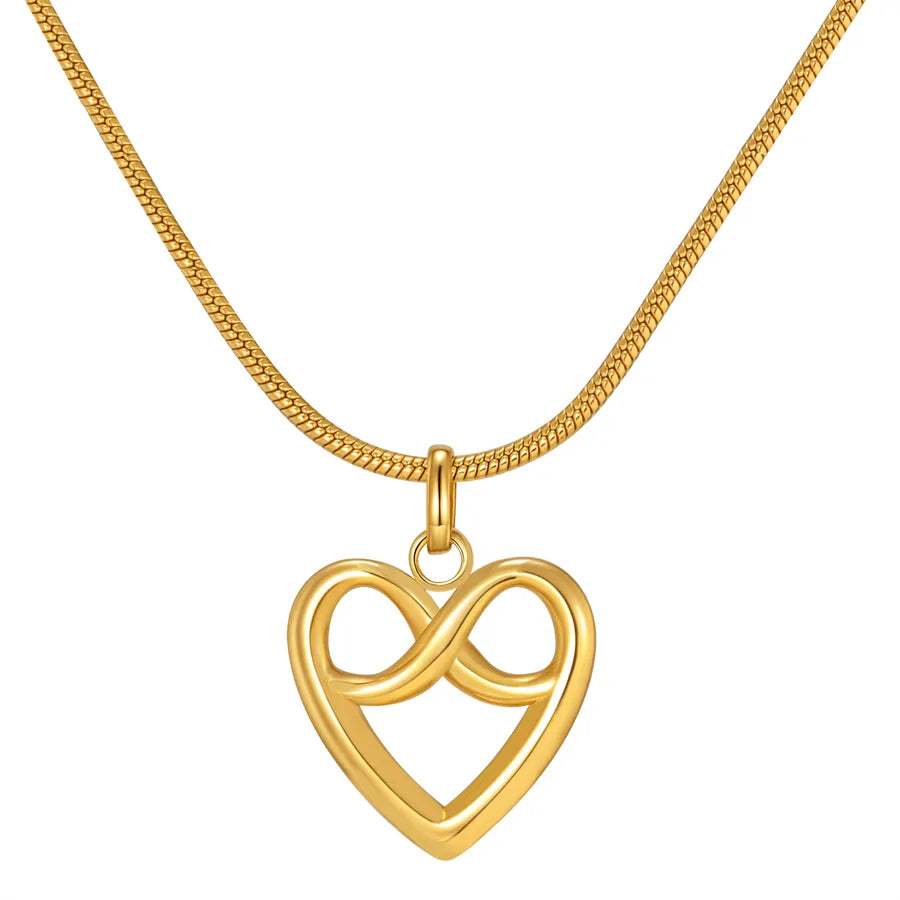 18K Gold Heart Infinity Pendant Necklace