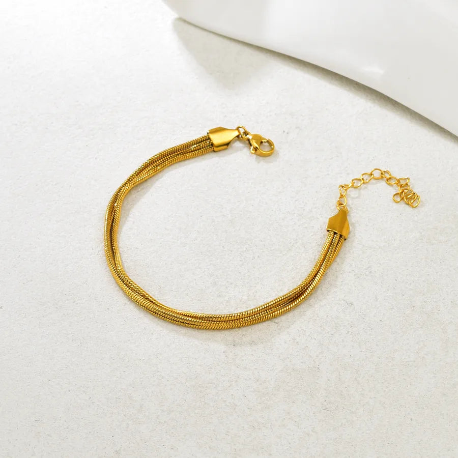 18K Gold Plated Triple Snake Chain Bracelet Gold