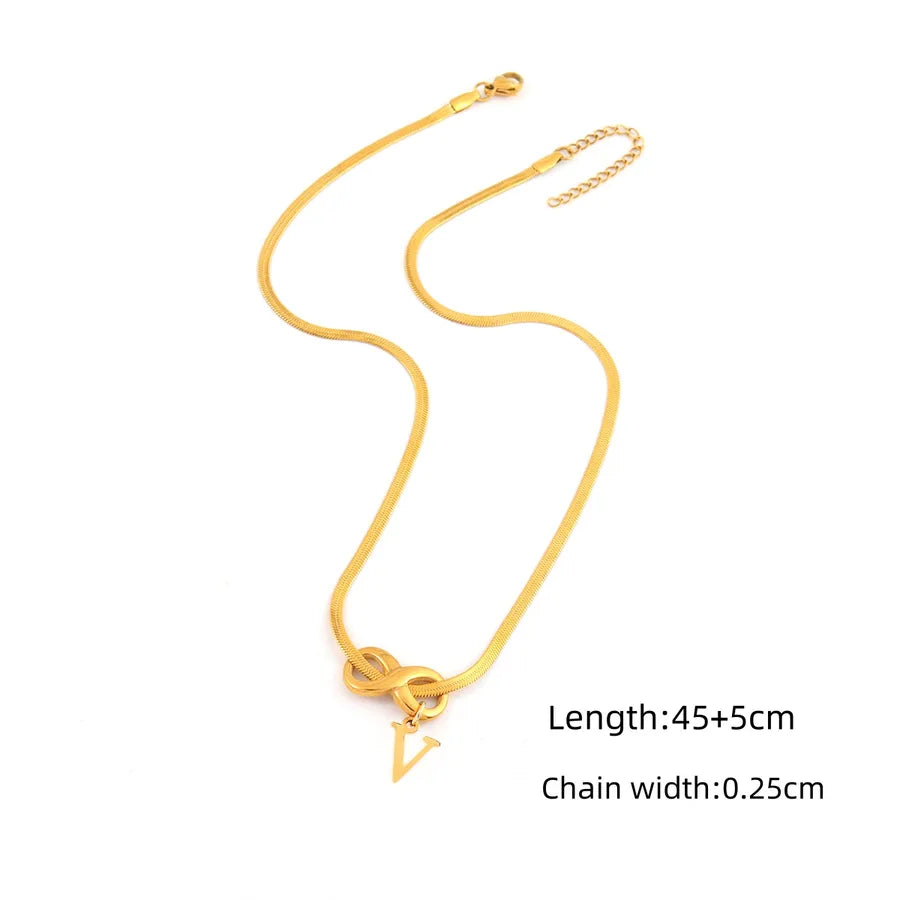 18K Gold Plated Infinity Letter Pendant Necklace Gold V