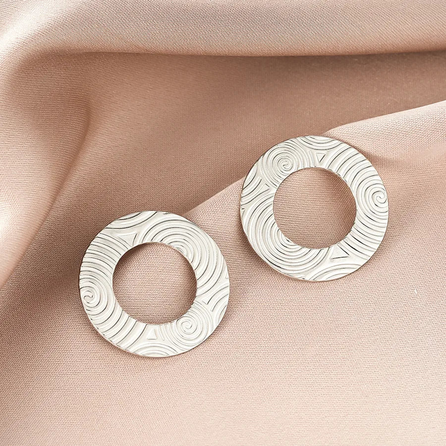 Irregular 18K Gold Plated Stainless Steel Earrings E1381-B (a Pair of Silver Ear Studs)