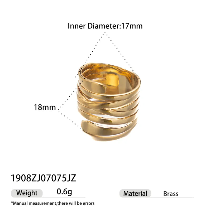 Retro Gold-Plated Titanium Steel Statement Ring 1908ZJ07075JZ