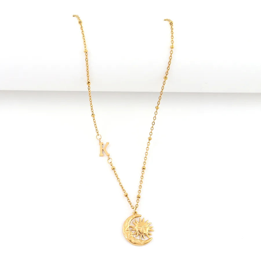 18K Gold Plated Sun & Moon Pendant Necklace