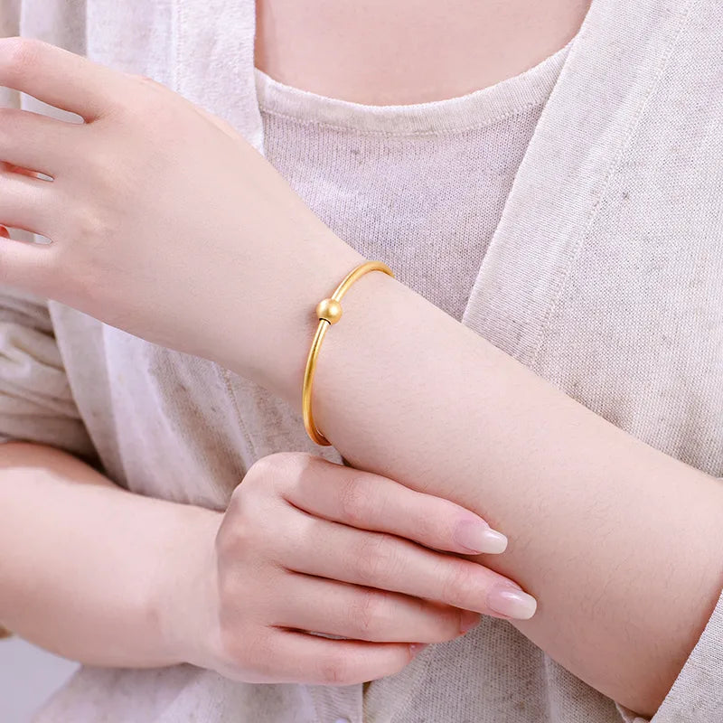 24K Gold Plated Geometric Stainless Steel Bangle