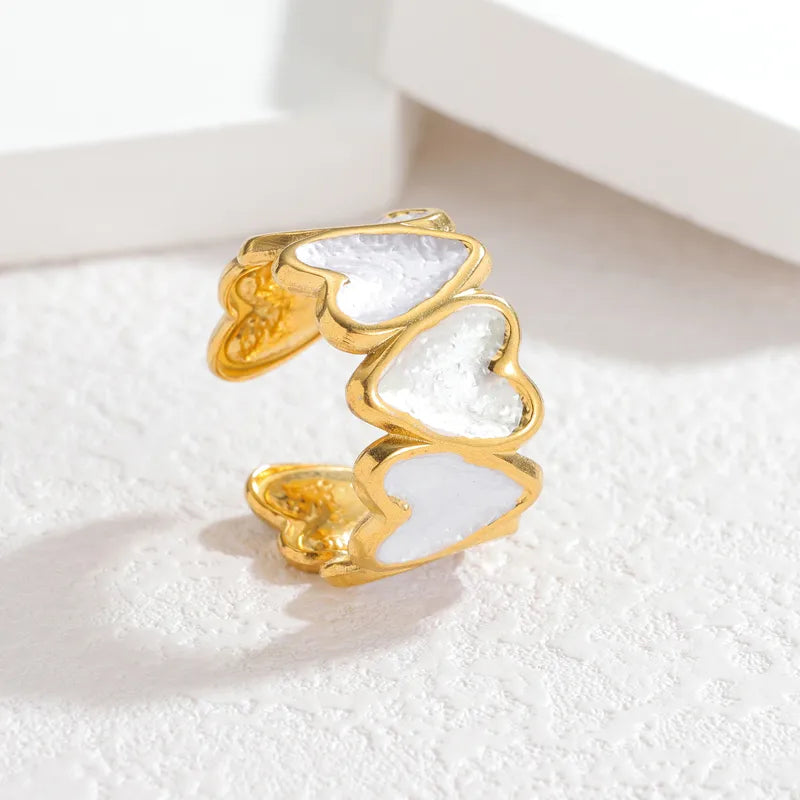 18K Gold Plated Enamel Stainless Steel Ring R878-light Colorful