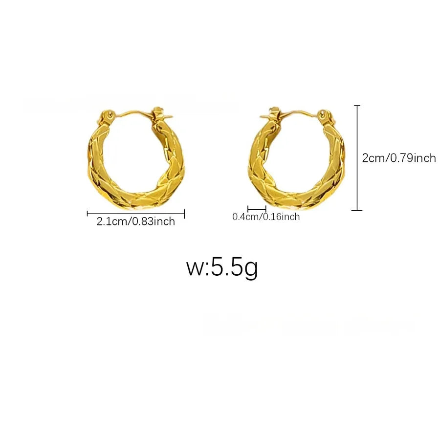 Elegant Gold Titanium Steel Hoop Earrings