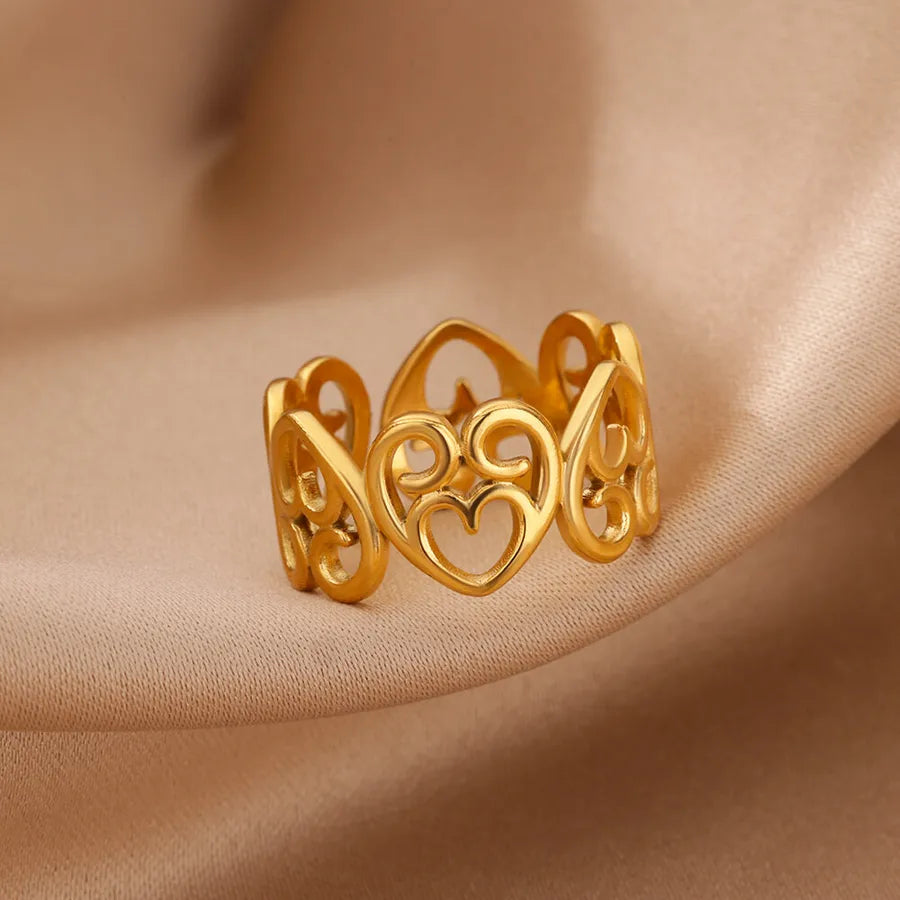 18K Gold Heart Ring – Stainless Steel, PVD Coated
